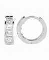 Sterling Silver Princess-cut Cubic Zirconia Huggy Hoops Huggies Hoop Earrings 4x12.2 Mm - CU12JQY68OT