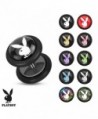 Playboy Bunny Logo Prints Inlay 16 GA Black Acrylic Fake Plug with O-Rings (Sold Individually) - CR11UX298P5
