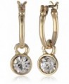 Nine West "Classics" Gold-Tone and Crystal Drop Off Hoop Earrings - C011KZBXO45