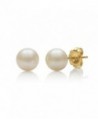 14K Gold AAA Quality White Cultured Freshwater Pearl Stud Earrings - C811LETLOY9