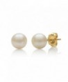 14K Gold AAA Quality White Cultured Freshwater Pearl Stud Earrings - C811LETLOY9