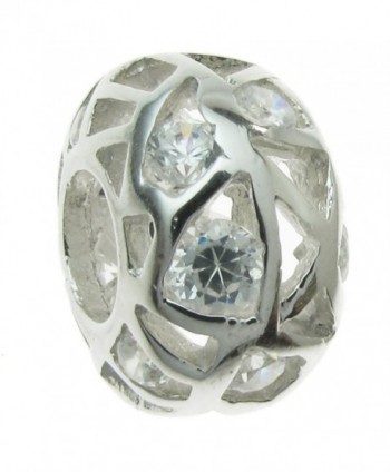 Sterling Silver Cubic Zirconia Simulated Birthstone European-style Bead Charm - C0115BS4MRP