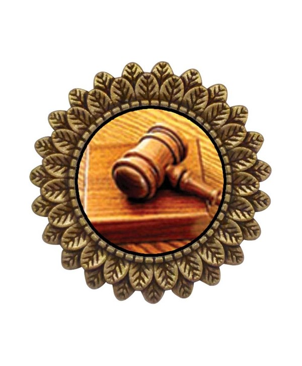 GiftJewelryShop Ancient Style Gold-plated Judge's Tool Gavel Leaves Cameo Pins Brooch - CL11T80TLRD