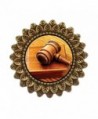 GiftJewelryShop Ancient Style Gold-plated Judge's Tool Gavel Leaves Cameo Pins Brooch - CL11T80TLRD