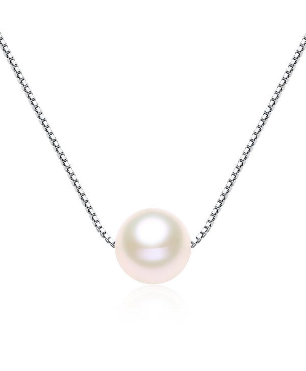 Single Pearl Necklace 7-8mm Freshwater Cultured Pearl 925 Sterling Silver Box Chain - VIKI LYNN - CH11DTEJYXF