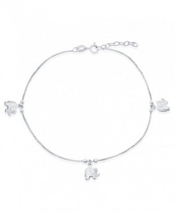 Sterling Silver 9" + 1" Extension Hanging Elephant Charm Anklet - C011YOUKX6F