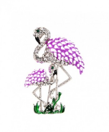 EVER FAITH Austrian Crystal Enamel Family Mother and Child Flamingo Bird Brooch Pink Silver-Tone - CL12MODKPBL