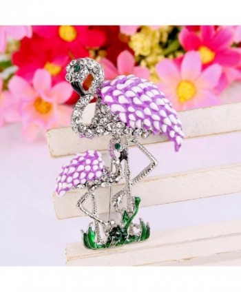 EVER FAITH Austrian Flamingo Silver Tone