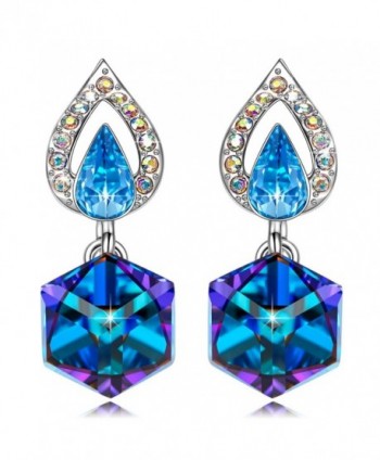 KATE LYNN "Happy Cube" Earrings Gifts for Women and Girls Women Jewelry Bermuda Blue with SWAROVSKI Crystals - CR188CXK27C