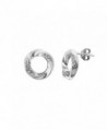 Sterling Silver Sparkly Crystal Twisted Round Circle Shape Stud Earrings - CX12KMQL7RX