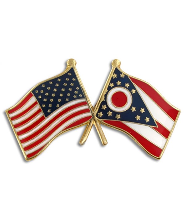 PinMart's Ohio and USA Crossed Friendship Flag Enamel Lapel Pin - CE11L2LWU3N