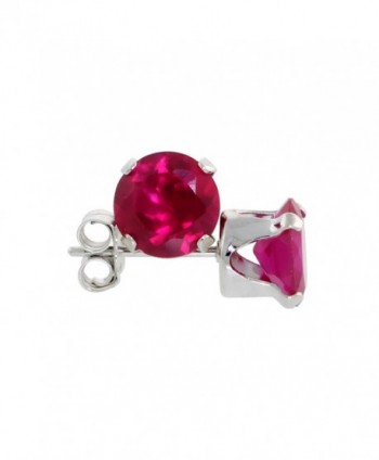 Sterling Silver Cubic Zirconia Ruby Earrings Studs 6 mm Red Color 2 carat/pair - C11132JN4M9