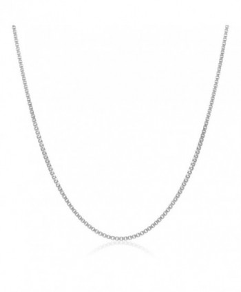 0.7mm 925 Sterling Silver Nickel-Free Box Chain Necklace - Made in Italy + Jewelry Polishing Cloth - CU11OO4SE5N