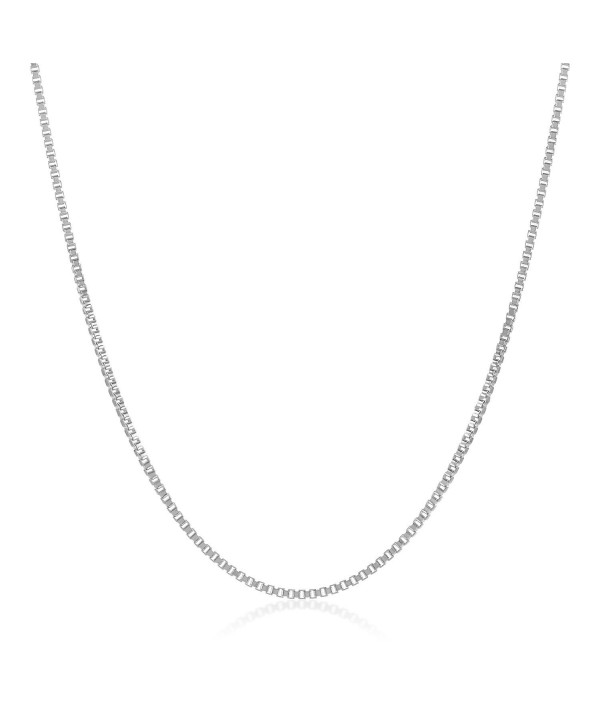 0.7mm 925 Sterling Silver Nickel-Free Box Chain Necklace - Made in Italy + Jewelry Polishing Cloth - CU11OO4SE5N