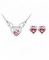 Swarovski Elements Crystal Necklace Earrings - Pink - CW11WXTDWB7