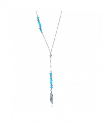 NYC Sterling Women .925 Silver Beaded Lab Created Turquoise Dream Catcher Y Necklace - C712O1R4YH9
