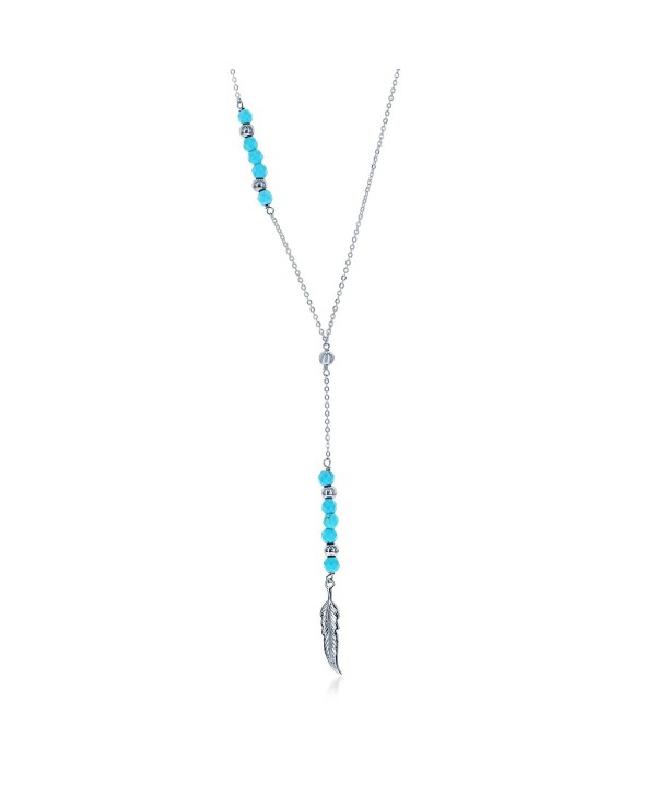 NYC Sterling Women .925 Silver Beaded Lab Created Turquoise Dream Catcher Y Necklace - C712O1R4YH9