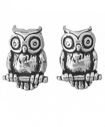 Corinna-Maria 925 Sterling Silver Owl Earrings Studs Tiny Mini Stainless Steel Posts and Backs - C2115W726PF