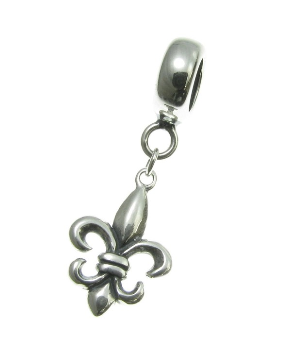 925 Sterling Silver Fleur-de-lis Scout Sign Dangle For European Charm Bracelet - CH11HTPRXYR