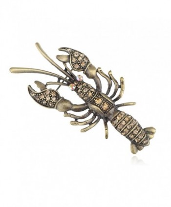 Alilang Vintage Inspired Repro Brass Plated Topaz Crystal Rhinestone Lobster Fashion Pin Brooch - C9113T2BGZL