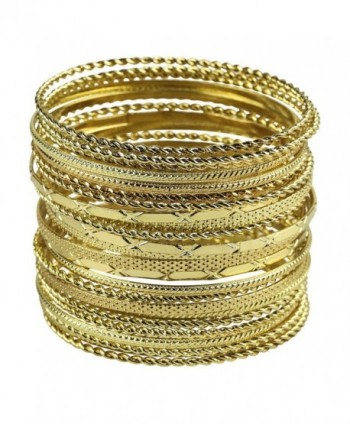 Lux Accessories Women's Multiple Bangle Bracelet Set - Gold - C5128K49KNH