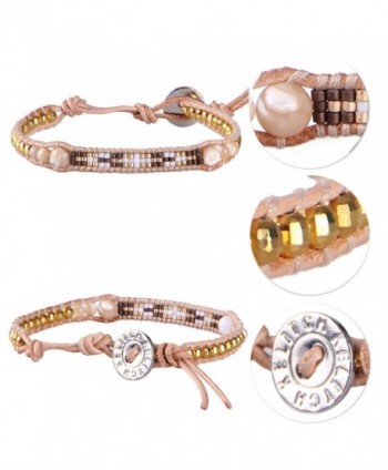 KELITCH Shell Pearls Hematite Leather Bracelet in Women's Wrap Bracelets