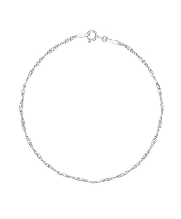 Sterling Silver Singapore Shiny Sparkle Anklet 10 Inches - CF119153SQF