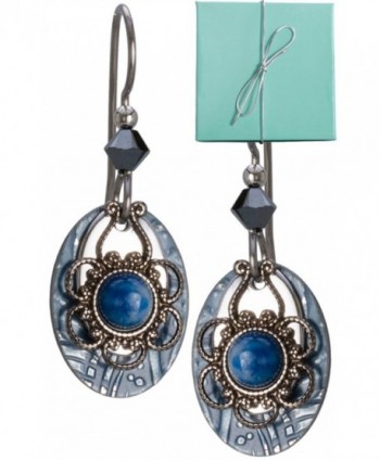 Blue Silver-tone Filigree Hammered Tear Drop Lapis Earrings Flower Crystal Gold-tone Surgical Steel - CH11EXB3UQF