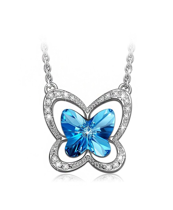 LADY COLOUR Blue Butterfly Necklace Made with SWAROVSKI Crystals-[Gift Packing] - CM12E9D5XYX