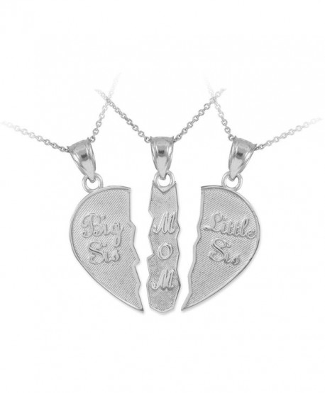 Personalized Sterling Silver Mom and Daughters Custom 3-Piece Breakable Heart Necklace - CW11LUOBPC9
