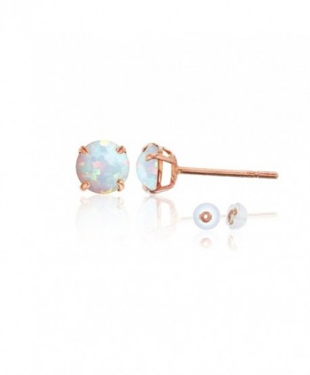 14K Rose Gold 4.00mm Round Stud Earring - Opal - CV187ID28SE