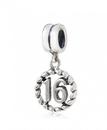 Ollia Sterling Silver Beads European Style Charms Lucky Number Pendant Charm Dangle Charms - 16 - C912DOG0DP5