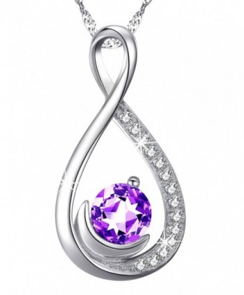 Amethyst Gemstone Birthstone Girlfriend Anniversary - Natural Amethyst Gemstone Love Infinity Necklace - C9189SA8S49