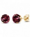 2.00 Ct Round Red Rhodolite Garnet Gold Plated Silver 4-prong Stud Earrings 6mm - C41174K2TGT