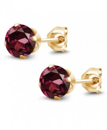 Rhodolite Garnet Plated 4 prong Earrings in Women's Stud Earrings