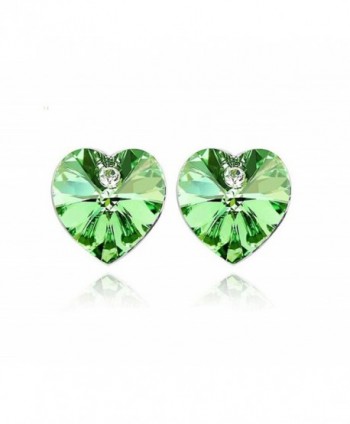 Heart Shaped Swarovski Element Crystal Stud Earrings Fashion Jewelry for Women - Green - CF11YUZHKI3