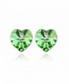 Heart Shaped Swarovski Element Crystal Stud Earrings Fashion Jewelry for Women - Green - CF11YUZHKI3