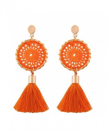 Solememo 7 Colors Handmade Bohemian Tassel Earrings Vintage Ethnic Jewelry Earrings - Orange - CK185HASNWX