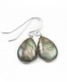 Sterling Silver Labradorite Earrings Smooth Fat Teardrop Blue Green Gold Flash Dangle Drops - C411DMKD9KZ