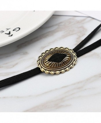 Faux Bolo Tie Long Choker Necklace Office Jewelry Vintage Black