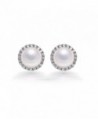 8mm Freshwater Button Pearl Stud Earrings in Sterling Silver - CC12NH54NJL