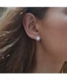 Freshwater Button Earrings Sterling Silver in Women's Stud Earrings
