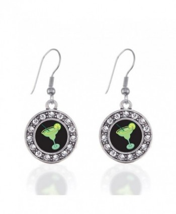 Margarita Lovers Circle Charm Earrings French Hook Clear Crystal Rhinestones - CB124BUAJ8D