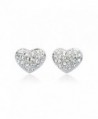 MYJS Alana Rhodium Plated Pave Heart Stud Earrings with Clear Swarovski Crystals - CL1230NESLR