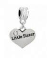 Little Sister Two Sided Heart W/ Clear Clear Rhinestones Charm Pendant for Snake Chain Bracelets - C311MH86RBL