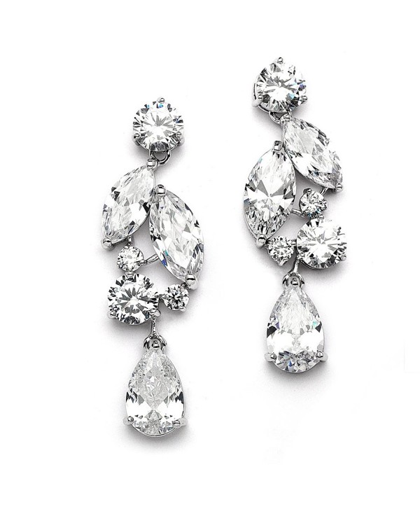 Mariell Dramatic Size Cubic Zirconia Statement Earrings - Glamorous Mosaic Special Occasion Chandeliers - CQ12305QJE9