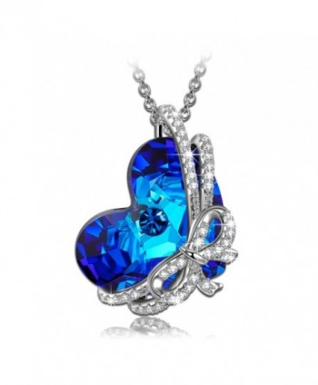 QIANSE "Heart of Ocean" 925 Sterling Silver Necklace Made with Swarovski Crystals - Once in a lifetime gift - CV12O78JBZA