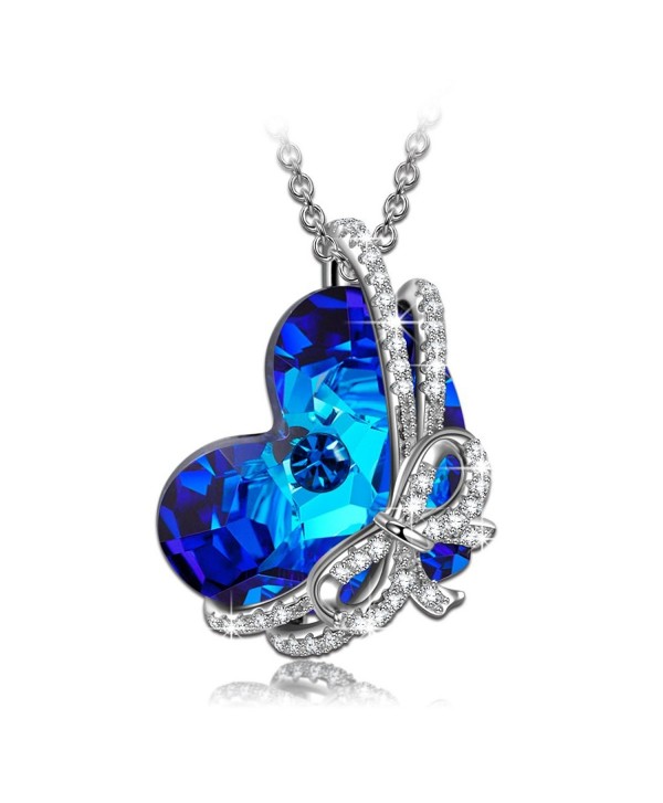 QIANSE "Heart of Ocean" 925 Sterling Silver Necklace Made with Swarovski Crystals - Once in a lifetime gift - CV12O78JBZA