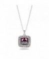 Color Guard Marching Band Charm Classic Silver Plated Square Crystal Necklace - CR11MCHXEY5