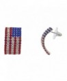Lux Accessories Red Crystal Blue America USA 4th July Rhinestone Flag Earrings - CS17YE7C6YK